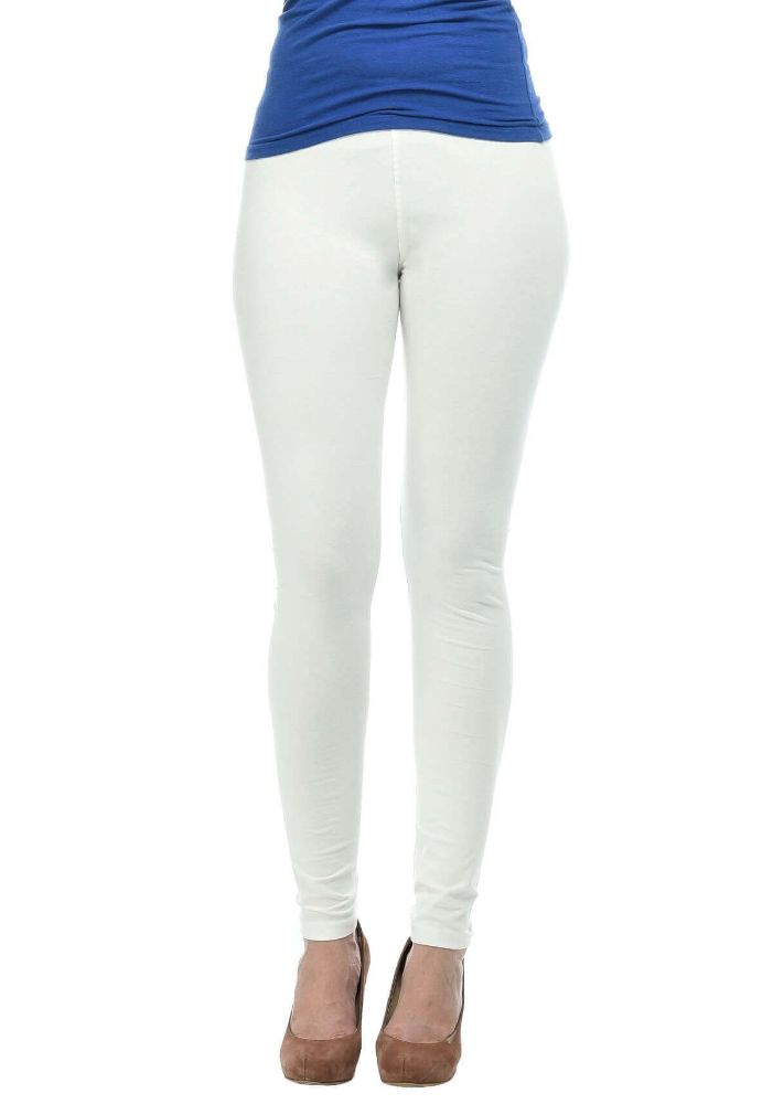 Picture of Frenchtrendz Cotton Spandex Ivory Ankle Leggings