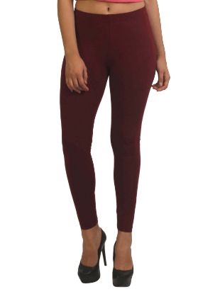 Picture of Frenchtrendz Cotton Spandex Dark Maroon Ankle Leggings