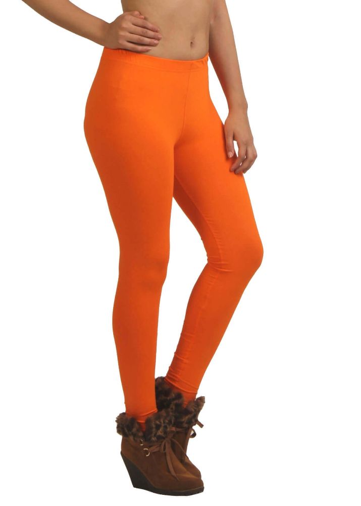 Picture of Frenchtrendz Cotton Spandex Orange Ankle Leggings