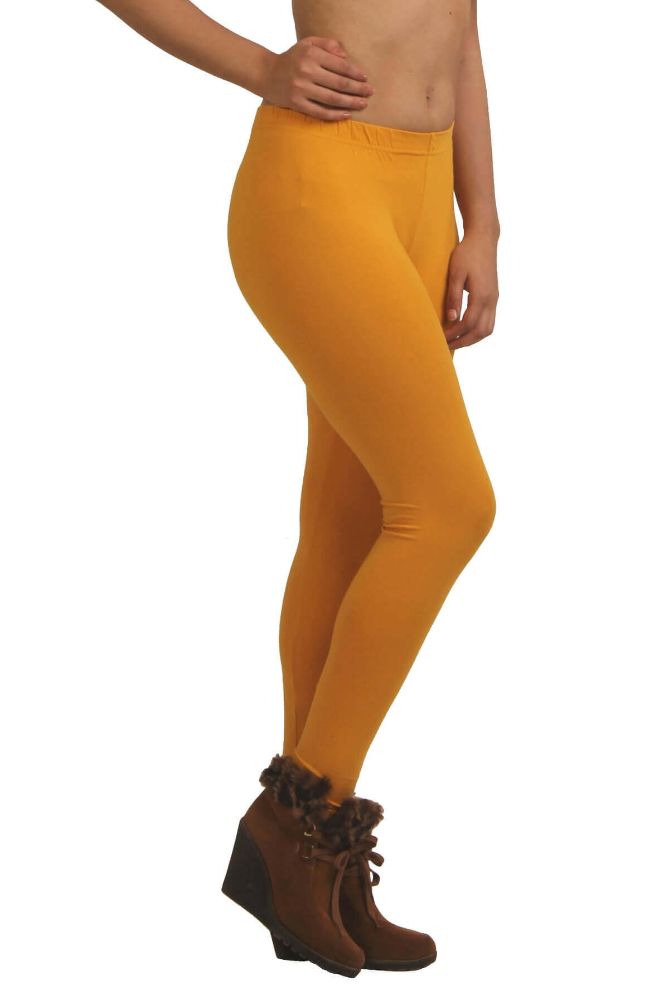 Picture of Frenchtrendz Cotton Spandex Light Mustard Ankle Leggings