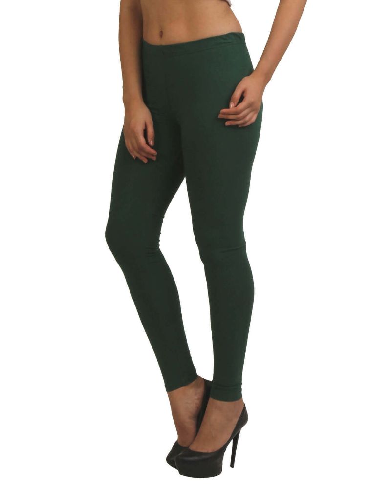 Picture of Frenchtrendz Cotton Spandex Dark Green Ankle Leggings