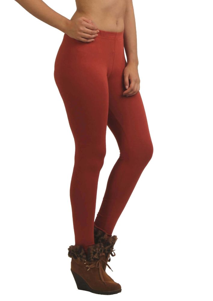 Picture of Frenchtrendz Cotton Spandex Dark Rust Ankle Leggings