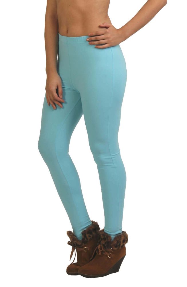 Picture of Frenchtrendz Cotton Spandex Sky Blue Ankle Leggings