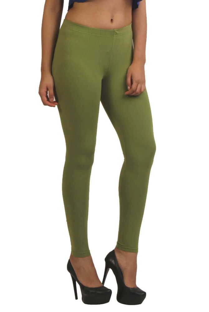 Picture of Frenchtrendz Cotton Spandex Parrot Green Ankle Leggings