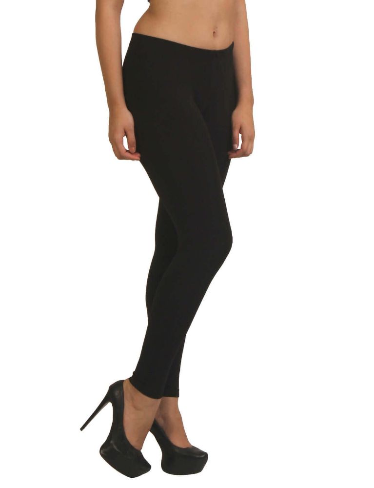 Picture of Frenchtrendz Cotton Spandex Black Ankle Leggings