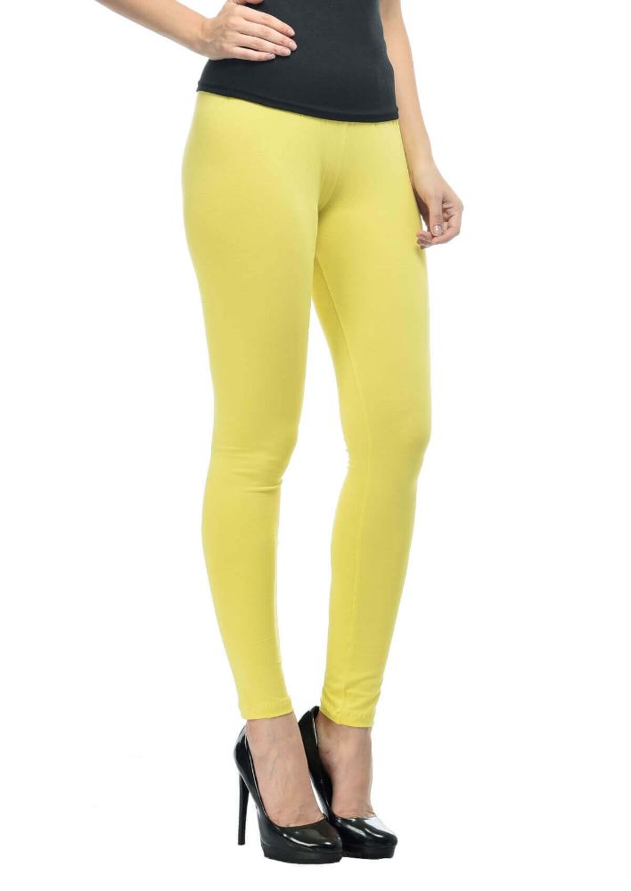 Picture of Frenchtrendz Cotton Spandex Yellow Ankle Leggings
