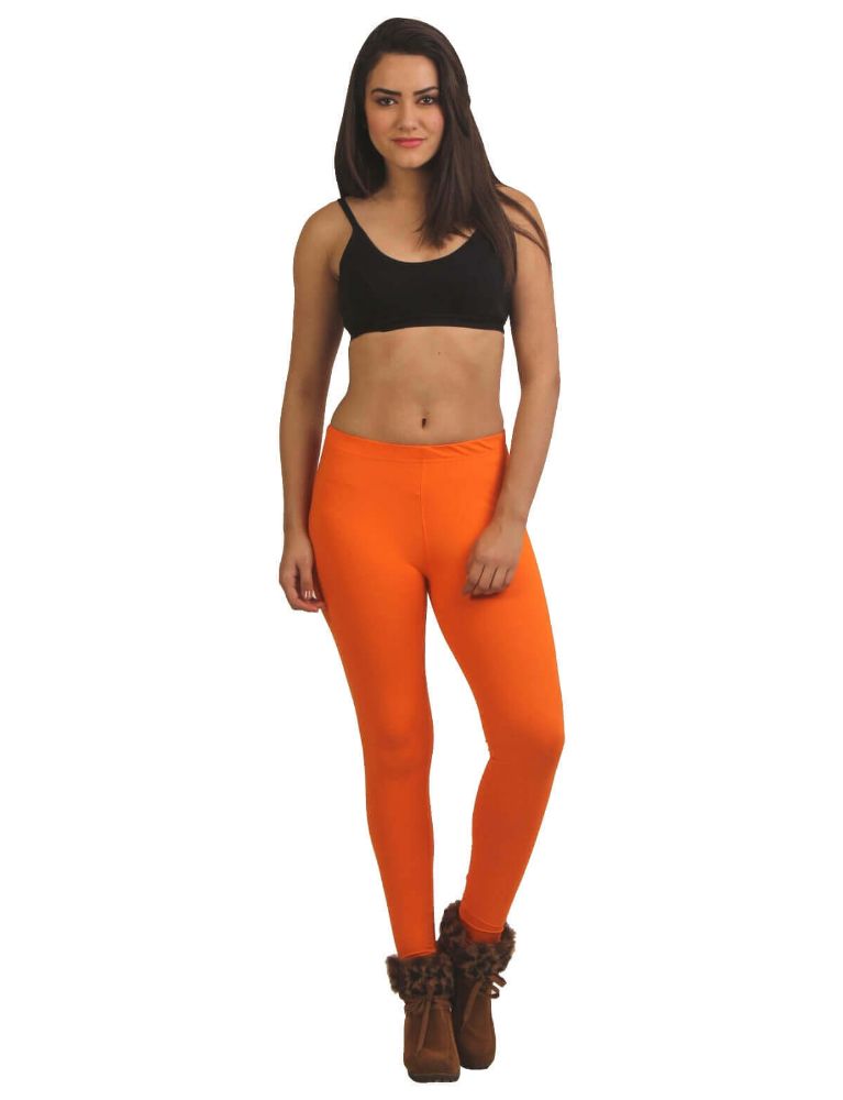 Picture of Frenchtrendz Cotton Spandex Orange Ankle Leggings