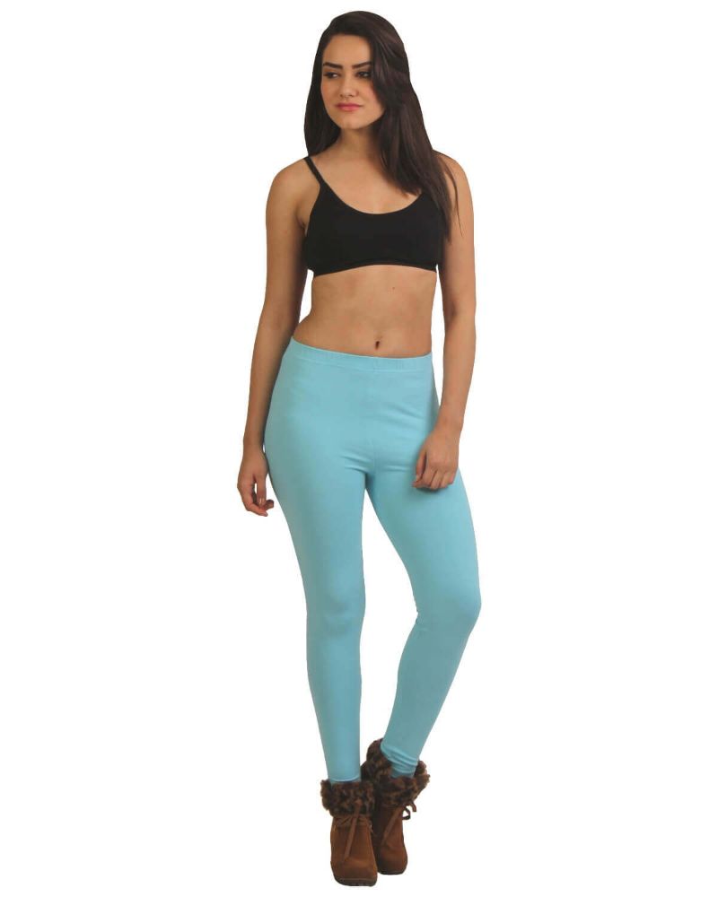 Picture of Frenchtrendz Cotton Spandex Sky Blue Ankle Leggings
