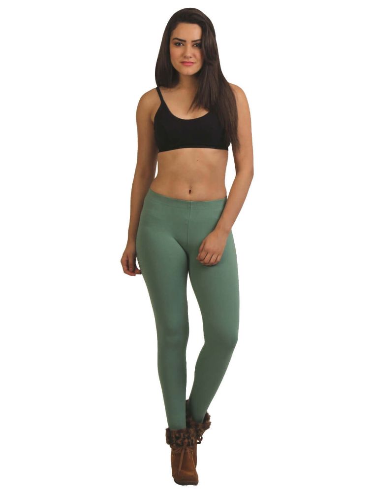 Picture of Frenchtrendz Cotton Spandex Light Green Ankle Leggings