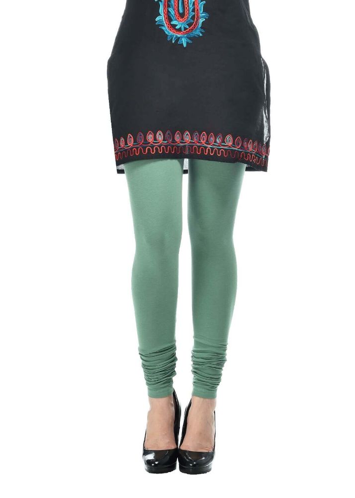Picture of Frenchtrendz Cotton Spandex Light Green Churidar Leggings