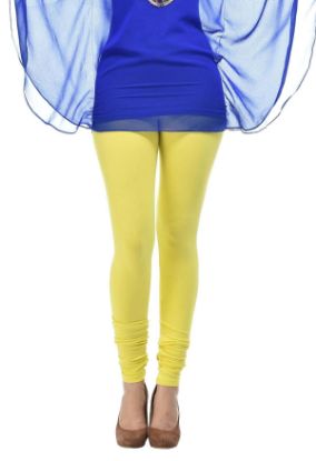 Picture of Frenchtrendz Cotton Spandex Yellow Churidar Leggings
