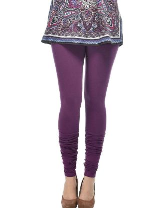 Picture of Frenchtrendz Cotton Spandex Royal Purple Churidar Leggings