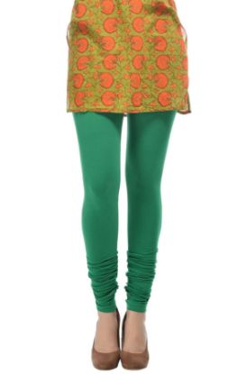 Picture of Frenchtrendz Cotton Spandex Green Churidar Leggings