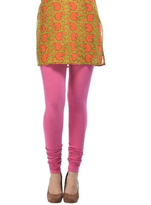 Picture of Frenchtrendz Cotton Spandex Pink Churidar Leggings