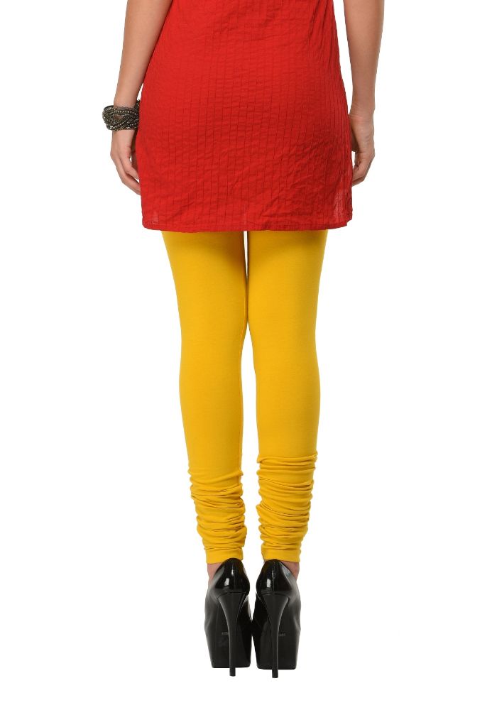 Picture of Frenchtrendz Cotton Spandex Yellow Mustard Churidar Leggings