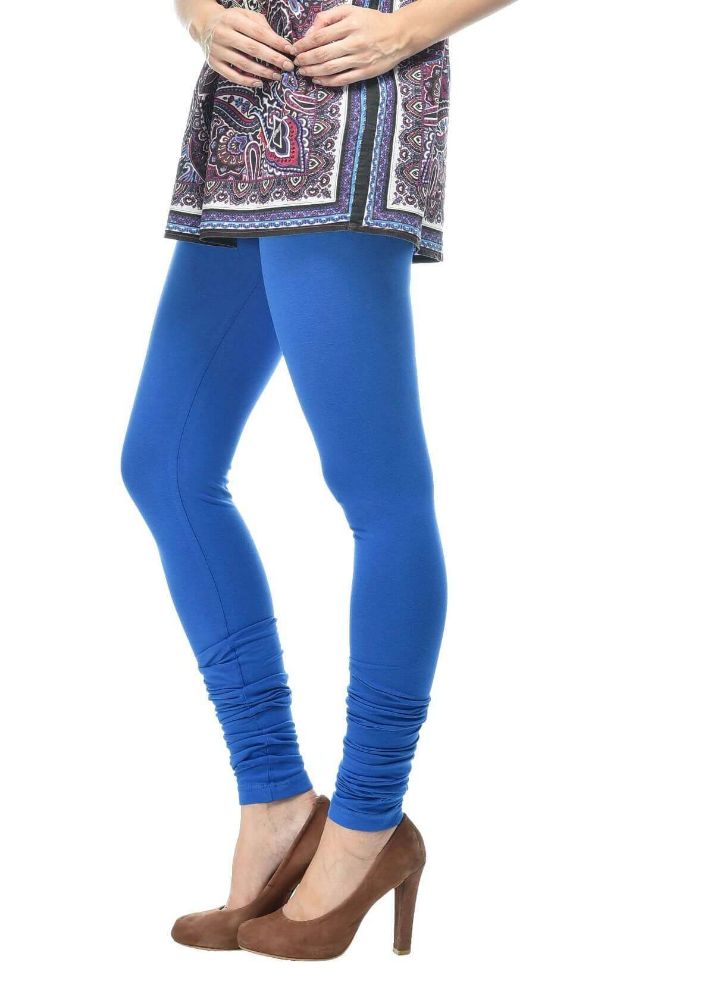 Picture of Frenchtrendz Cotton Spandex Blue Churidar Leggings
