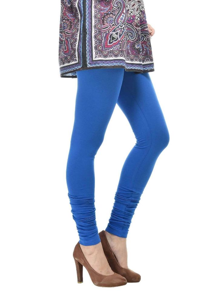 Picture of Frenchtrendz Cotton Spandex Blue Churidar Leggings