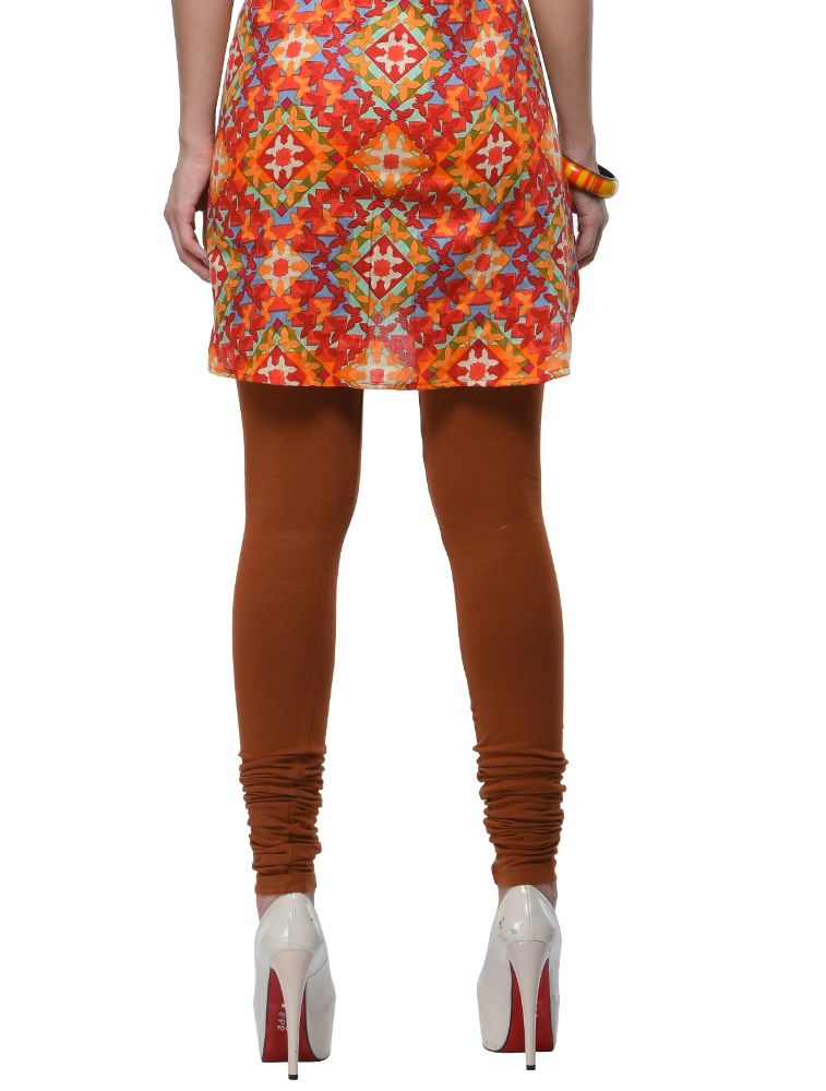 Picture of Frenchtrendz Cotton Spandex Brown Churidar Leggings