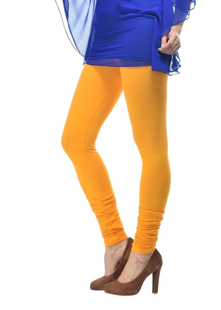 Picture of Frenchtrendz Cotton Spandex Light mustard Churidar Leggings