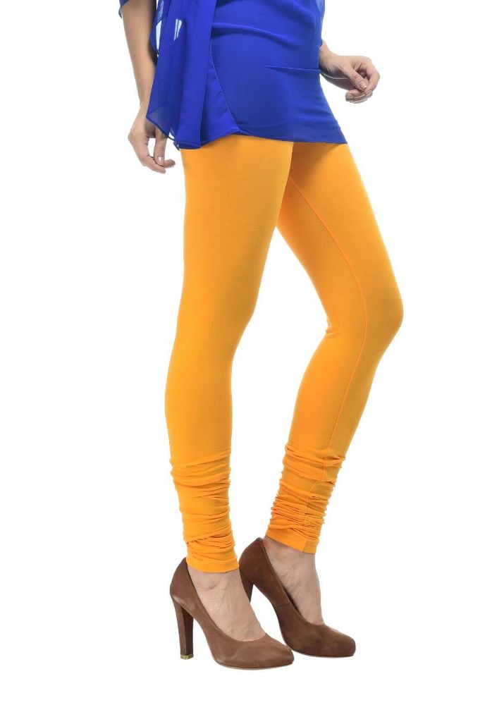 Picture of Frenchtrendz Cotton Spandex Light mustard Churidar Leggings