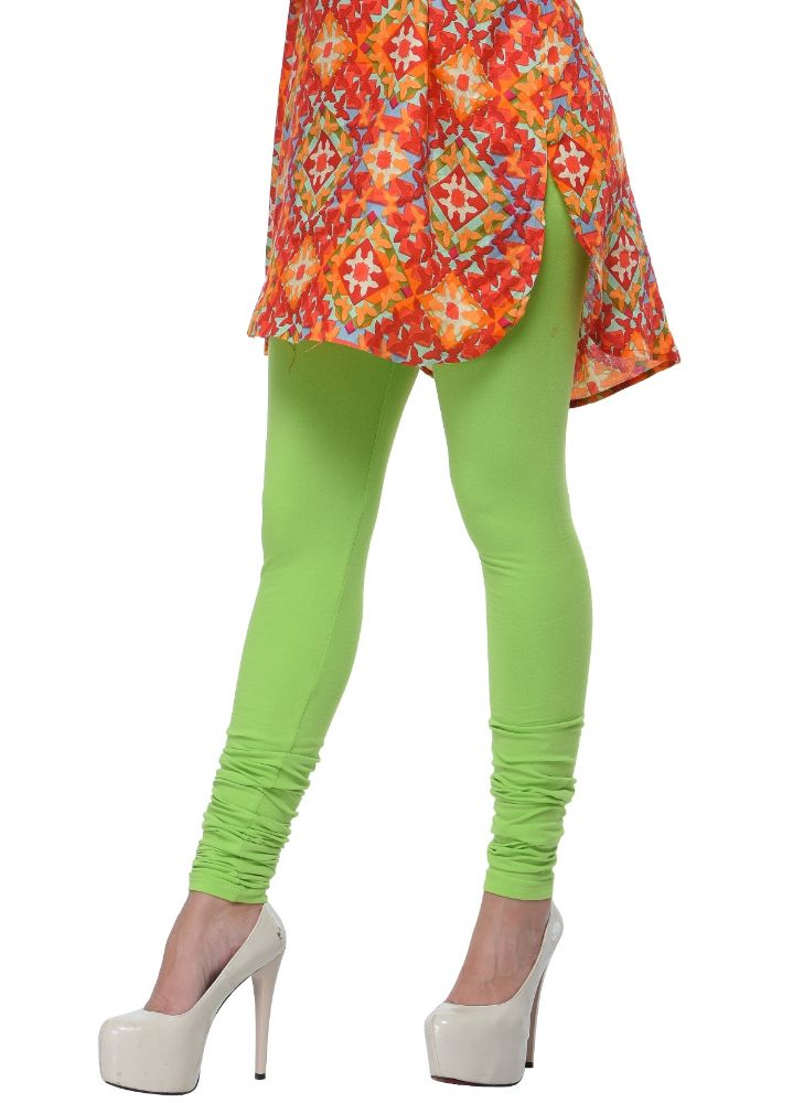 Picture of Frenchtrendz Cotton Spandex Lime Green Churidar Leggings