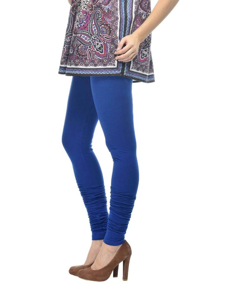Picture of Frenchtrendz Cotton Spandex Ink Blue Churidar Leggings