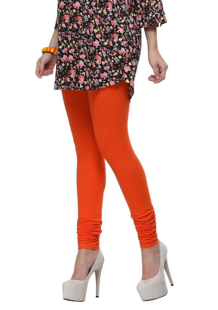 Picture of Frenchtrendz Cotton Spandex Rust Red Churidar Leggings
