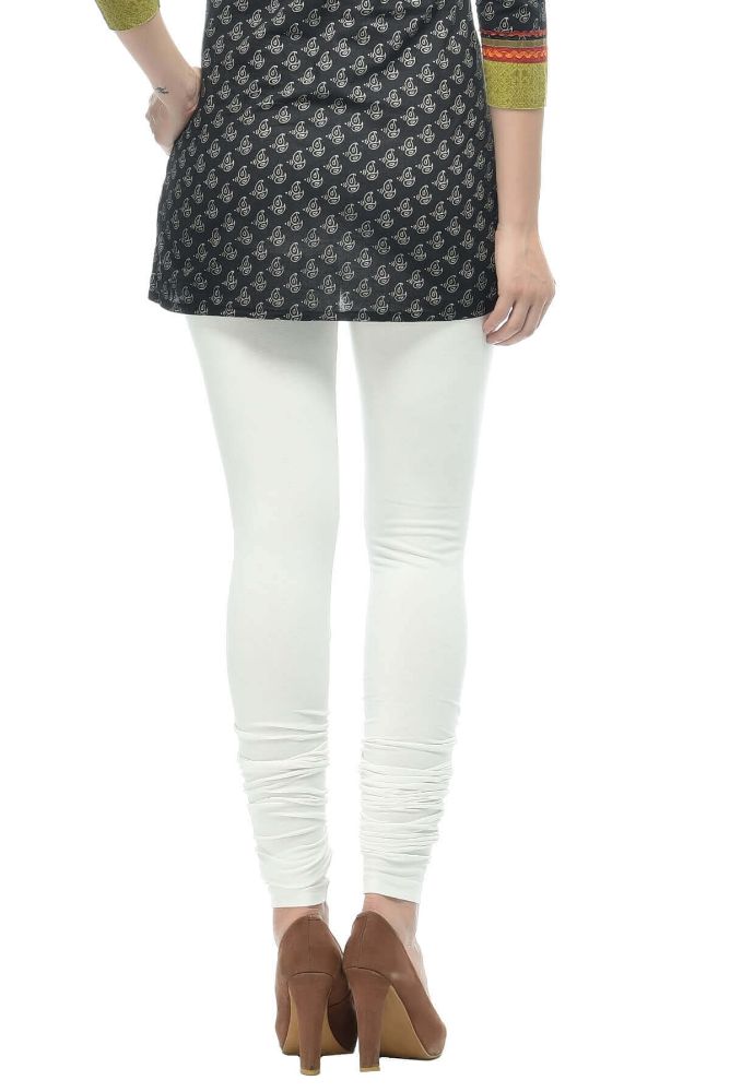 Picture of Frenchtrendz Cotton Spandex Ivory Churidar Leggings