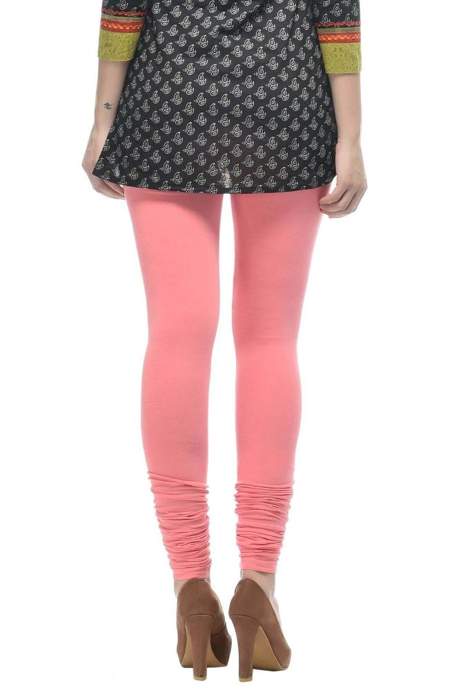 Picture of Frenchtrendz Cotton Spandex Light Coral Churidar Leggings