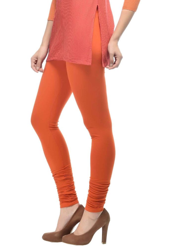 Picture of Frenchtrendz Cotton Spandex Rust Churidar Leggings