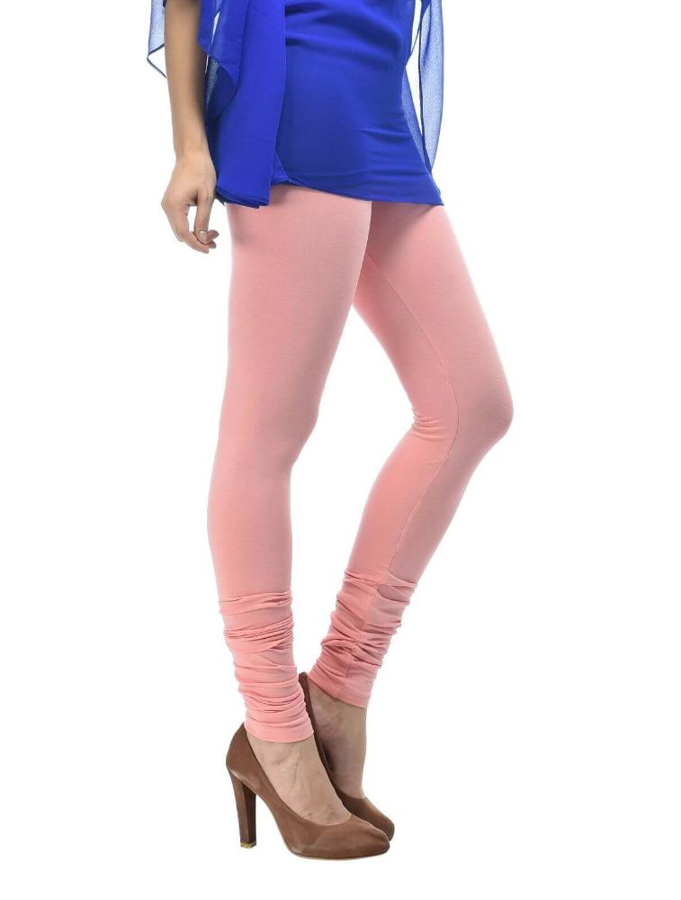 Picture of Frenchtrendz Cotton Spandex Light Pink Churidar Leggings