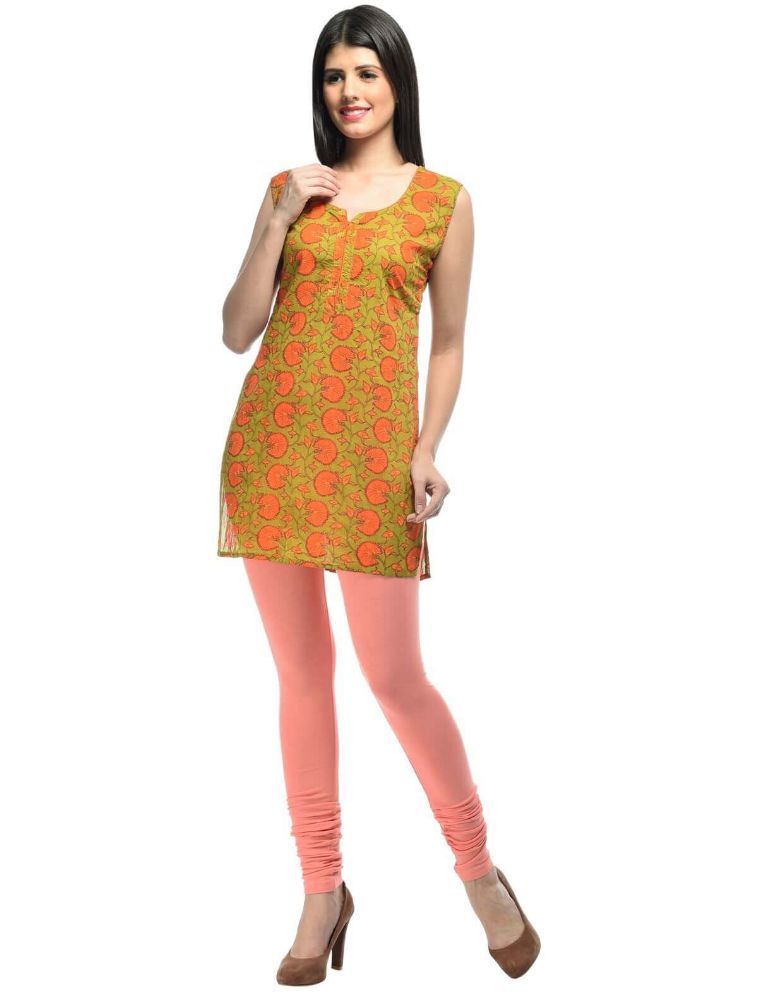 Picture of Frenchtrendz Cotton Spandex Coral Churidar Leggings