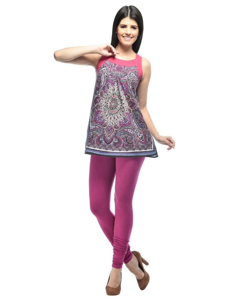 Picture of Frenchtrendz Cotton Spandex Voilet Churidar Leggings