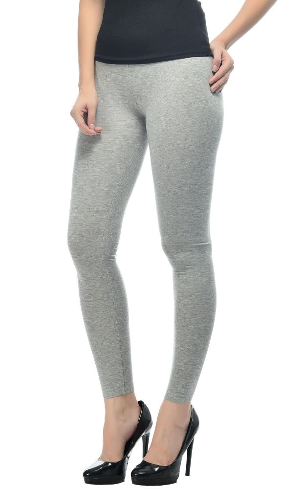 Picture of Frenchtrendz Cotton Melange Spandex Light Grey Ankle Leggings