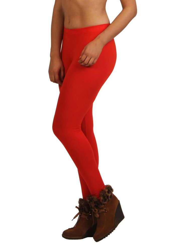 Picture of Frenchtrendz Modal Spandex Hot Red Ankle Leggings