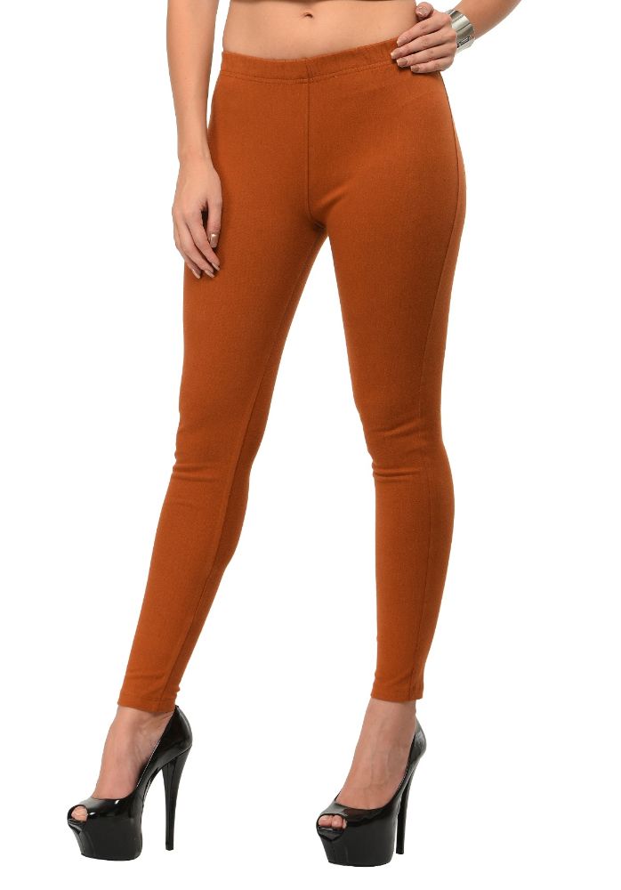 Picture of Frenchtrendz Cotton Modal Spandex Brown Solid  Jegging