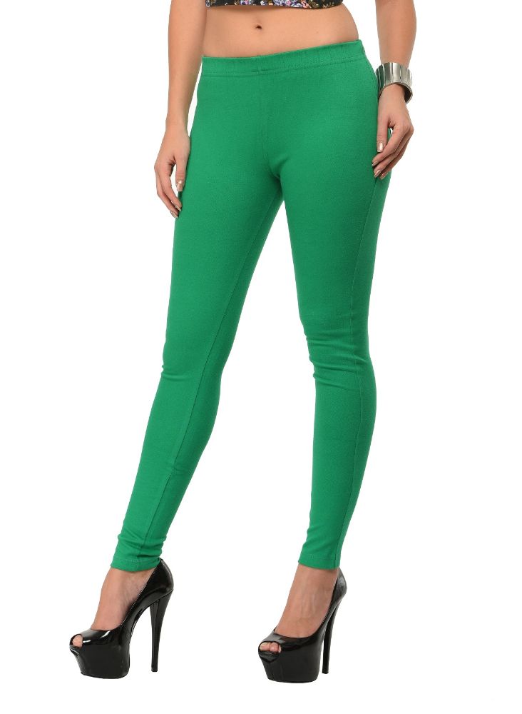 Picture of Frenchtrendz Cotton Modal Spandex Green Solid Jegging
