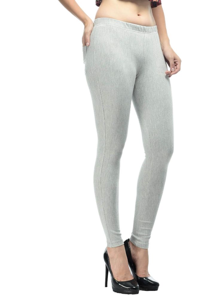 Picture of Frenchtrendz Cotton Modal Spandex Grey Solid Look Jegging