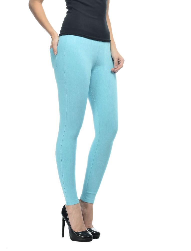 Picture of Frenchtrendz Cotton Modal Spandex Turq Solid Look Jegging