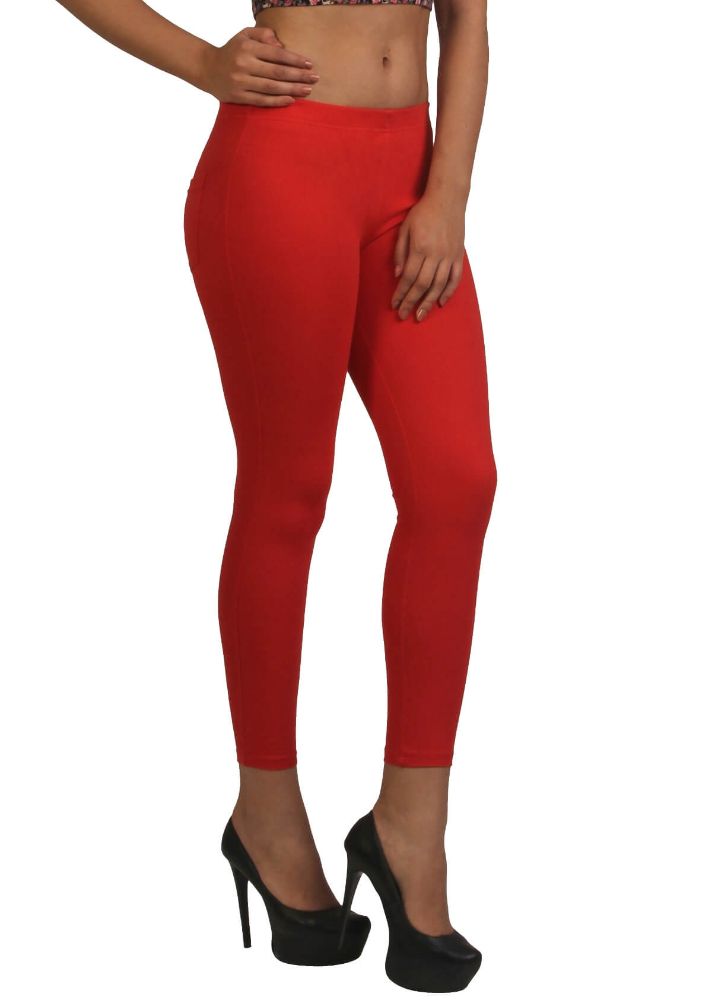 Picture of Frenchtrendz Cotton modal Spandex Red Jeggings
