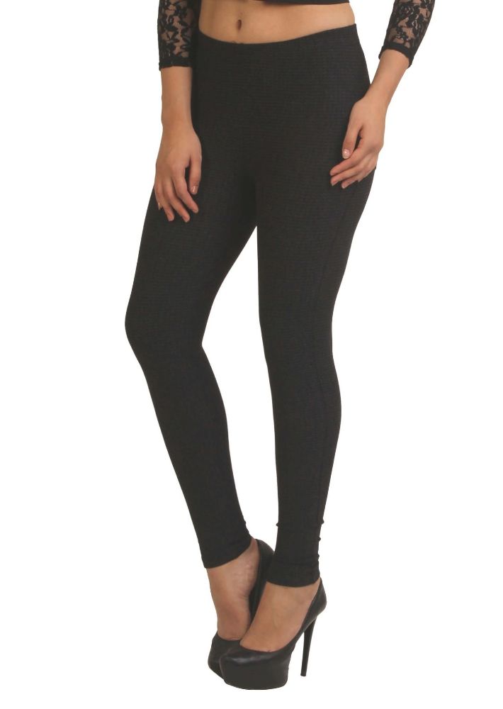 Picture of Frenchtrendz Cotton poly Spandex Black Grey Jacquard Jegging