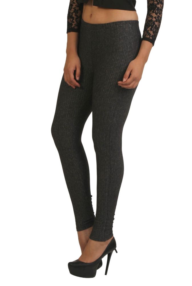 Picture of Frenchtrendz Cotton poly Spandex Black White Jacquard Jegging
