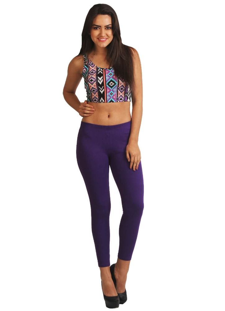 Picture of Frenchtrendz Cotton modal Spandex Purple Jeggings