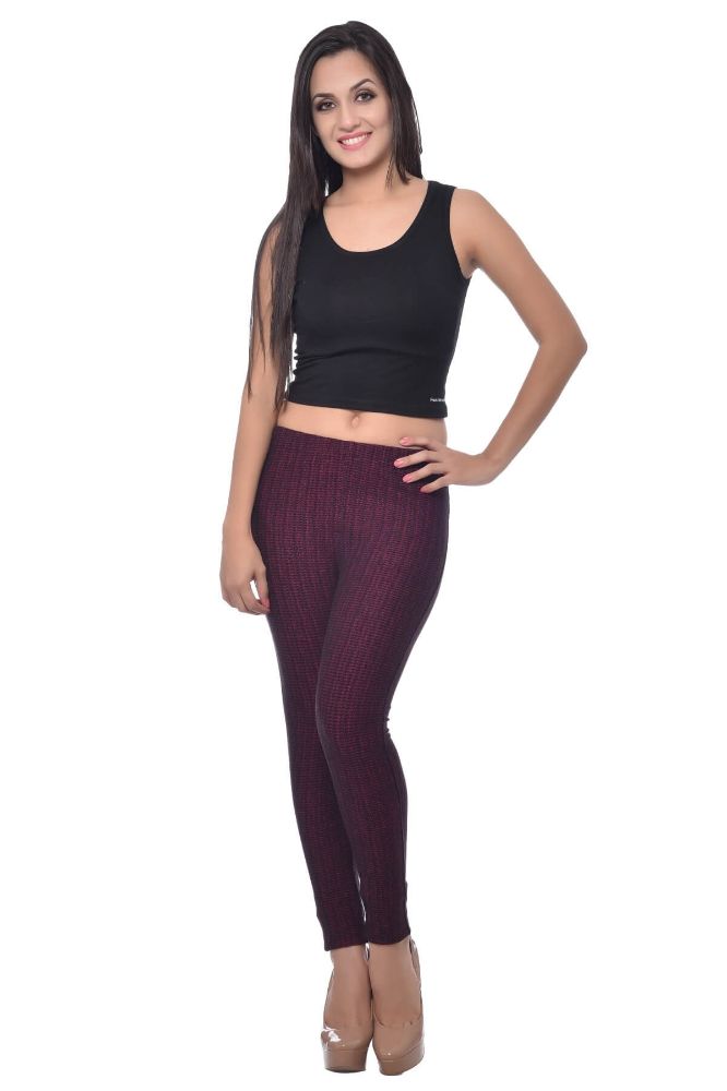 Picture of Frenchtrendz Cotton poly Spandex Pink Black Jacquard Jegging