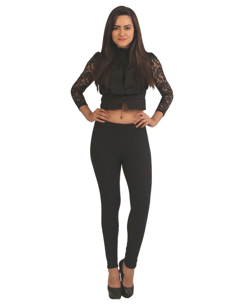 Picture of Frenchtrendz Cotton poly Spandex Black Grey Jacquard Jegging
