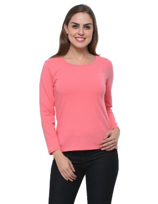 Picture of Frenchtrendz Cotton Spandex Coral Bateu Neck Full Sleeve Top