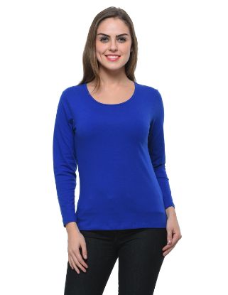 Picture of Frenchtrendz Cotton Spandex Ink Blue Bateu Neck Full Sleeve Top
