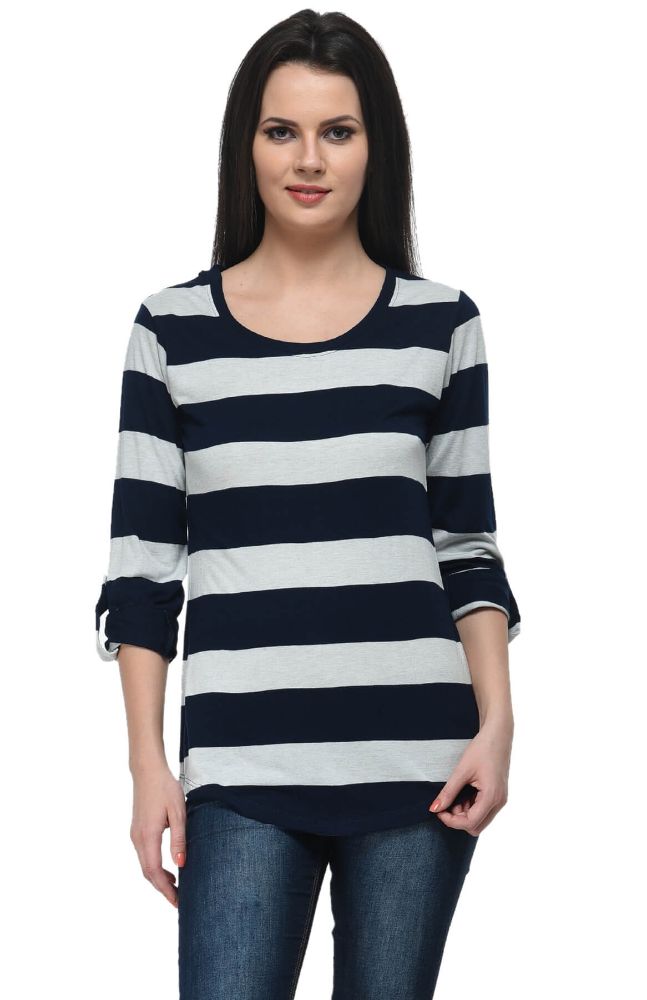 Picture of Frenchtrendz Viscose Navy Ivory T-Shirt