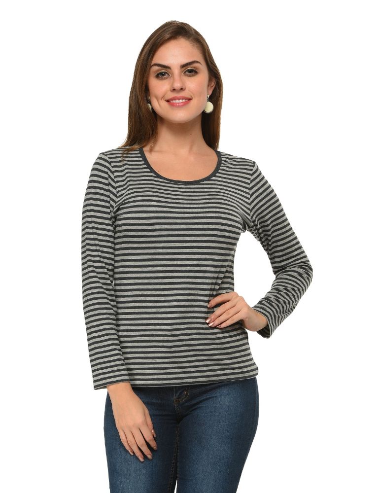 Picture of Frenchtrendz Viscose Spandex Charcoal Grey T-Shirt