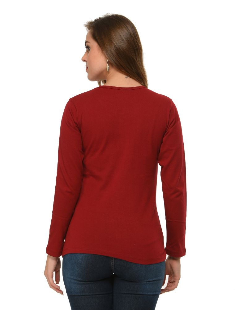Picture of Frenchtrendz 100% Cotton Dark Maroon T-Shirt